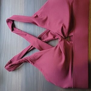 Fabletics Burgundy Twist Cross-Back Sports Bra